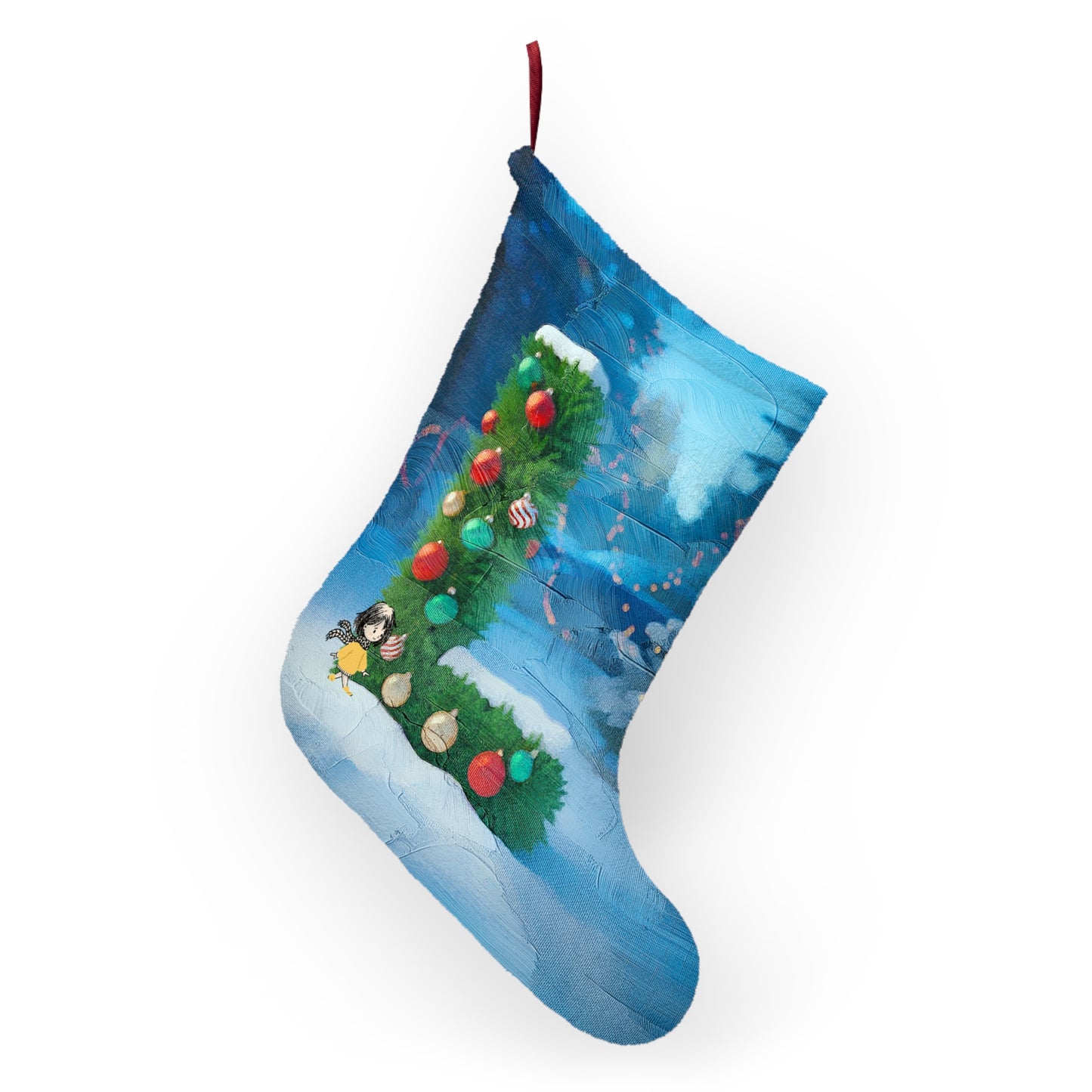 Yellow Jacket Girl Monogram Christmas Stocking | Personalized Letter Stocking | Letter L