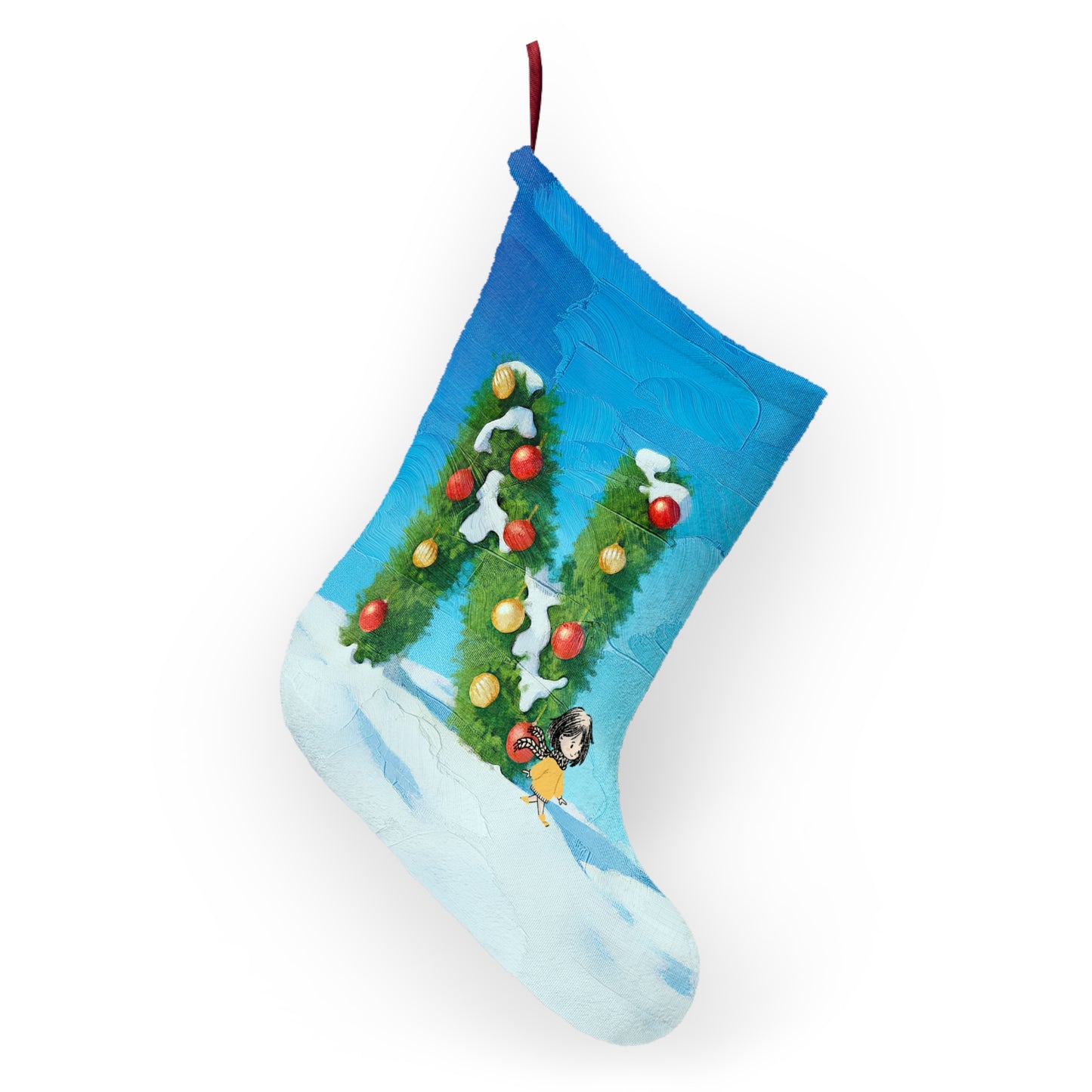 Yellow Jacket Girl Monogram Christmas Stocking | Personalized Letter Stocking | Letter N