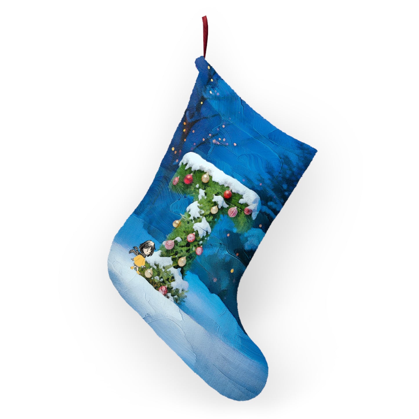 Yellow Jacket Girl Monogram Christmas Stocking | Personalized Letter Stocking | Letter T