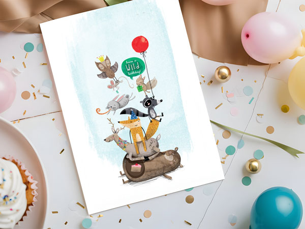 Wild Birthday Adventure - Cute and Customizable Greeting Card