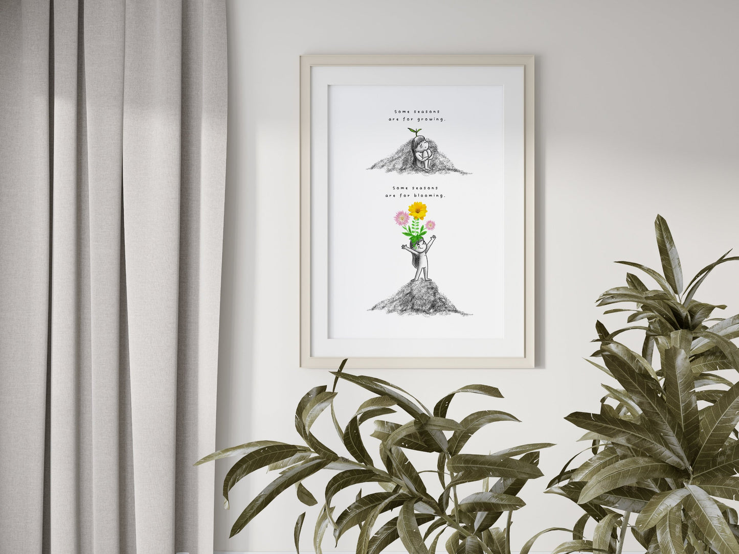 Art Print With Words - Mental Health Quotes - Grow Then Bloom