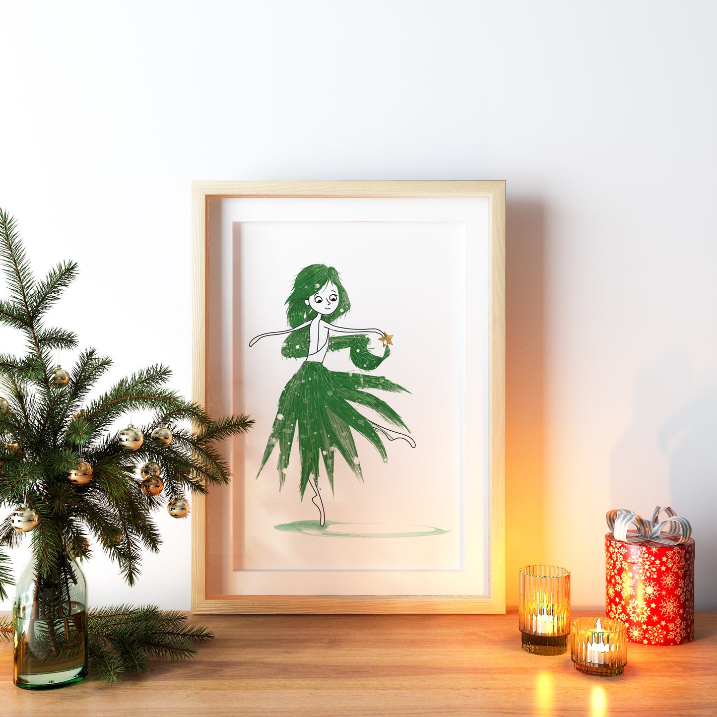 Christmas Ballerina Art Print