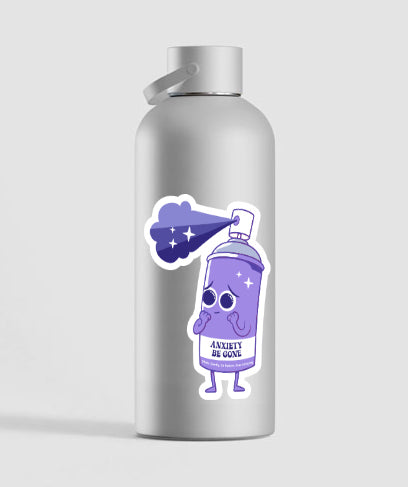 Anxiety Be Gone Sticker – Cute & Funny Mental Health Vinyl Decal for Overthinkers