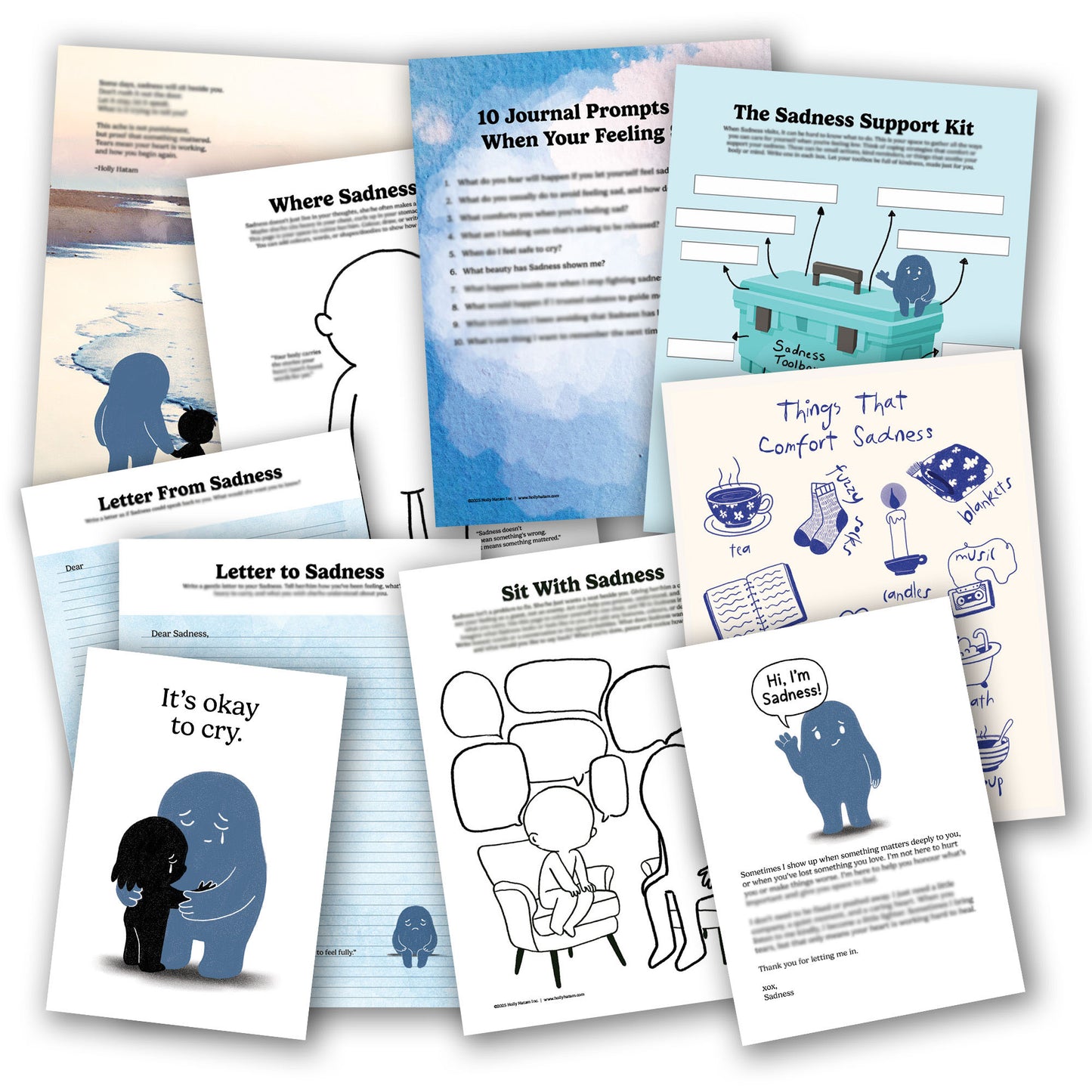 Sit With Sadness: Therapeutic Art & Journal Digital Download Bundle