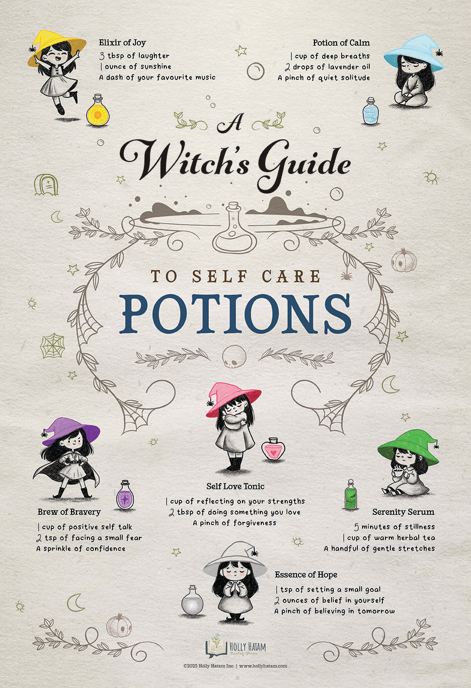 A Witch's Guide To Self Care Potions - Art Print