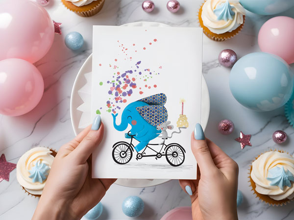 Birthday Elephant Custom Greeting Card