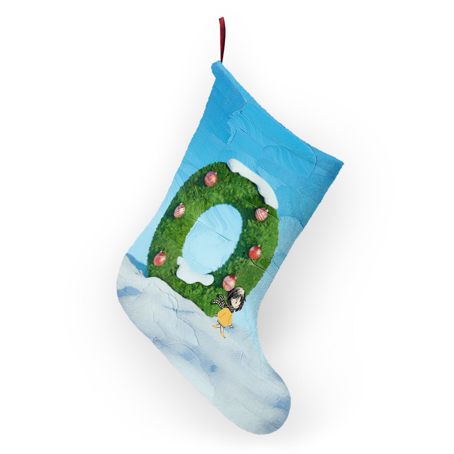 Yellow Jacket Girl Monogram Christmas Stocking | Personalized Letter Stocking | Letter O