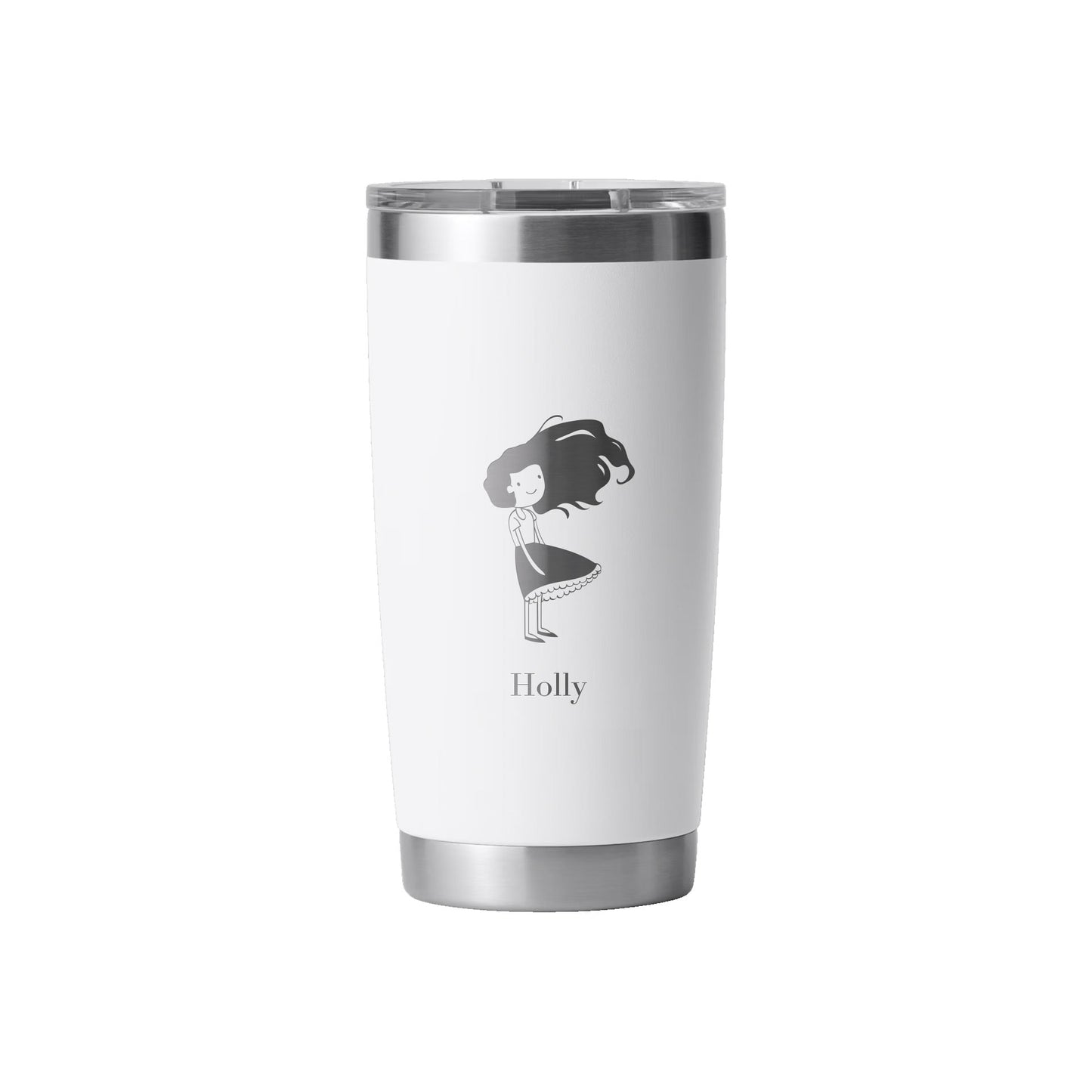 Example of customization on the Personalized Dear Girl Yeti Tumbler with a name engraved, perfect for personalized gifts.