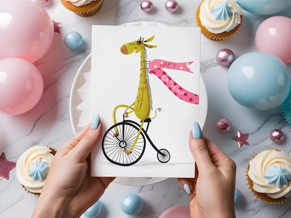 Birthday Giraffe Custom Greeting Card