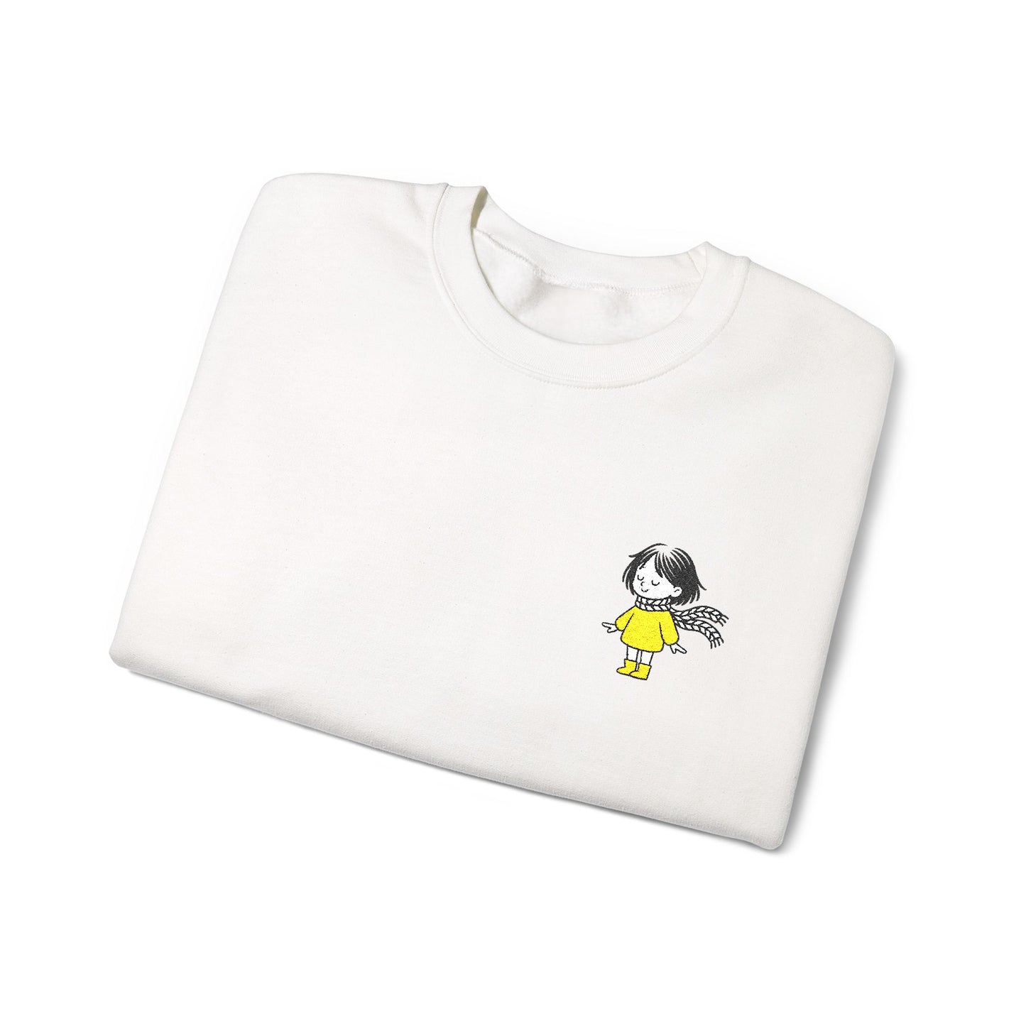 Crewneck Sweatshirt — Yellow Jacket Girl Embroidered Sweatshirt — You Are Enough Edition: Embroidered Chest Design