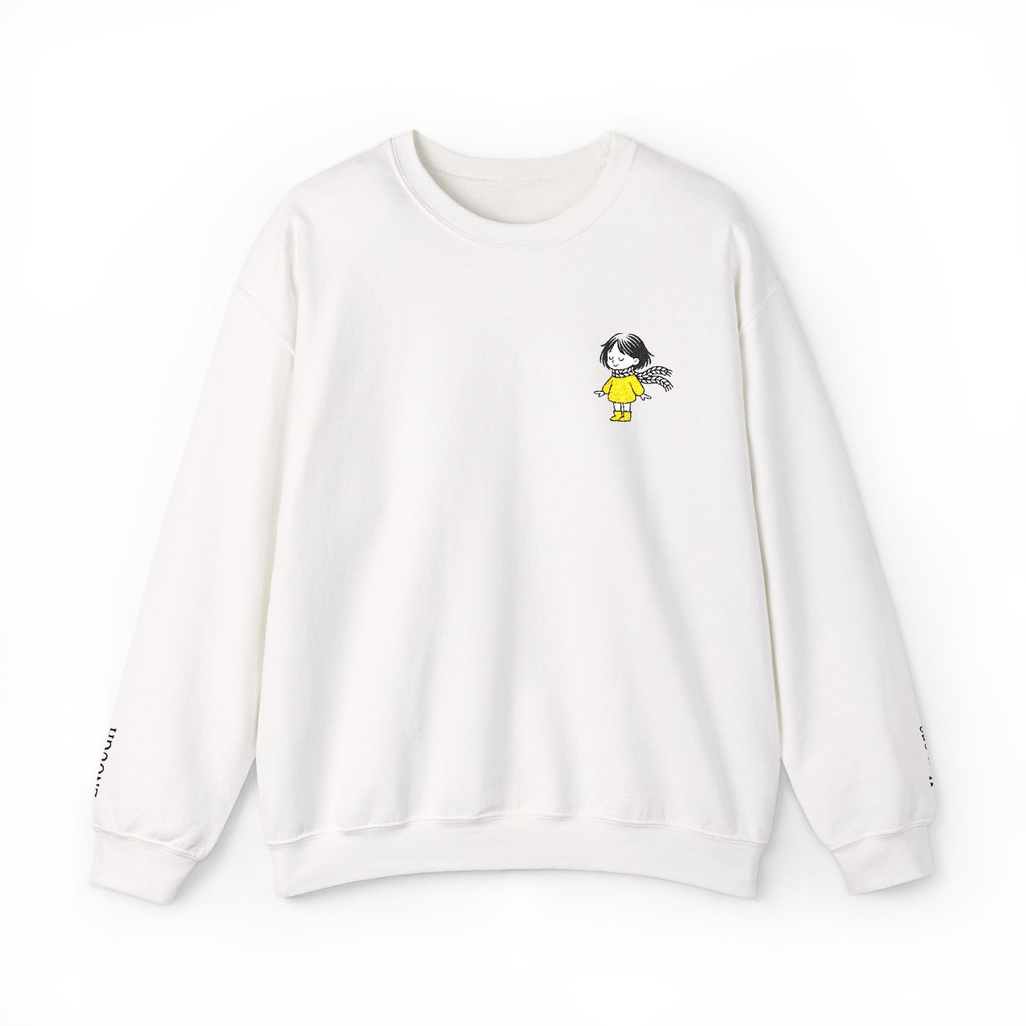 Crewneck Sweatshirt — Yellow Jacket Girl Embroidered Sweatshirt — You Are Enough Edition: Embroidered Chest Design