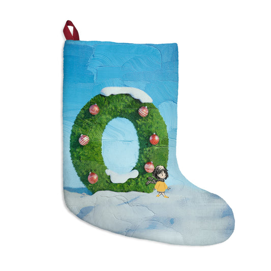 Yellow Jacket Girl Monogram Christmas Stocking | Personalized Letter Stocking | Letter O