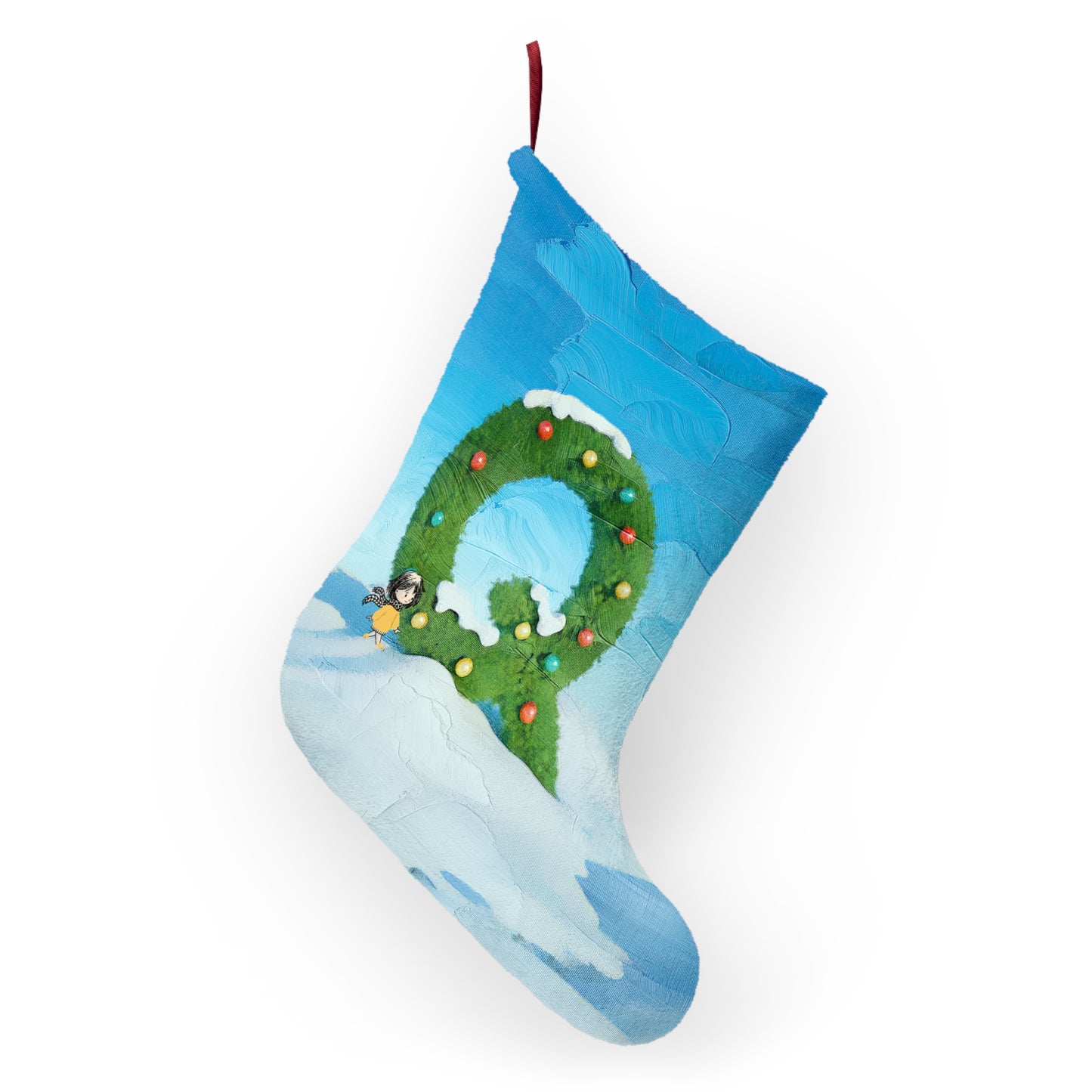 Yellow Jacket Girl Monogram Christmas Stocking | Personalized Letter Stocking | Letter Q