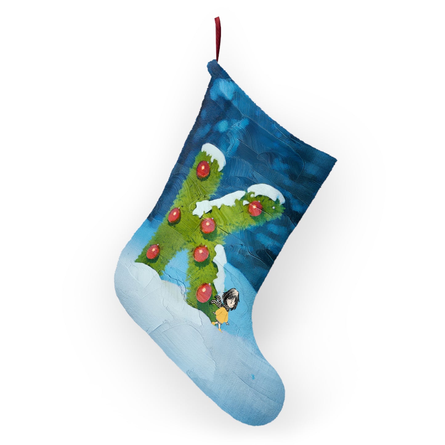 Yellow Jacket Girl Monogram Christmas Stocking | Personalized Letter Stocking | Letter K