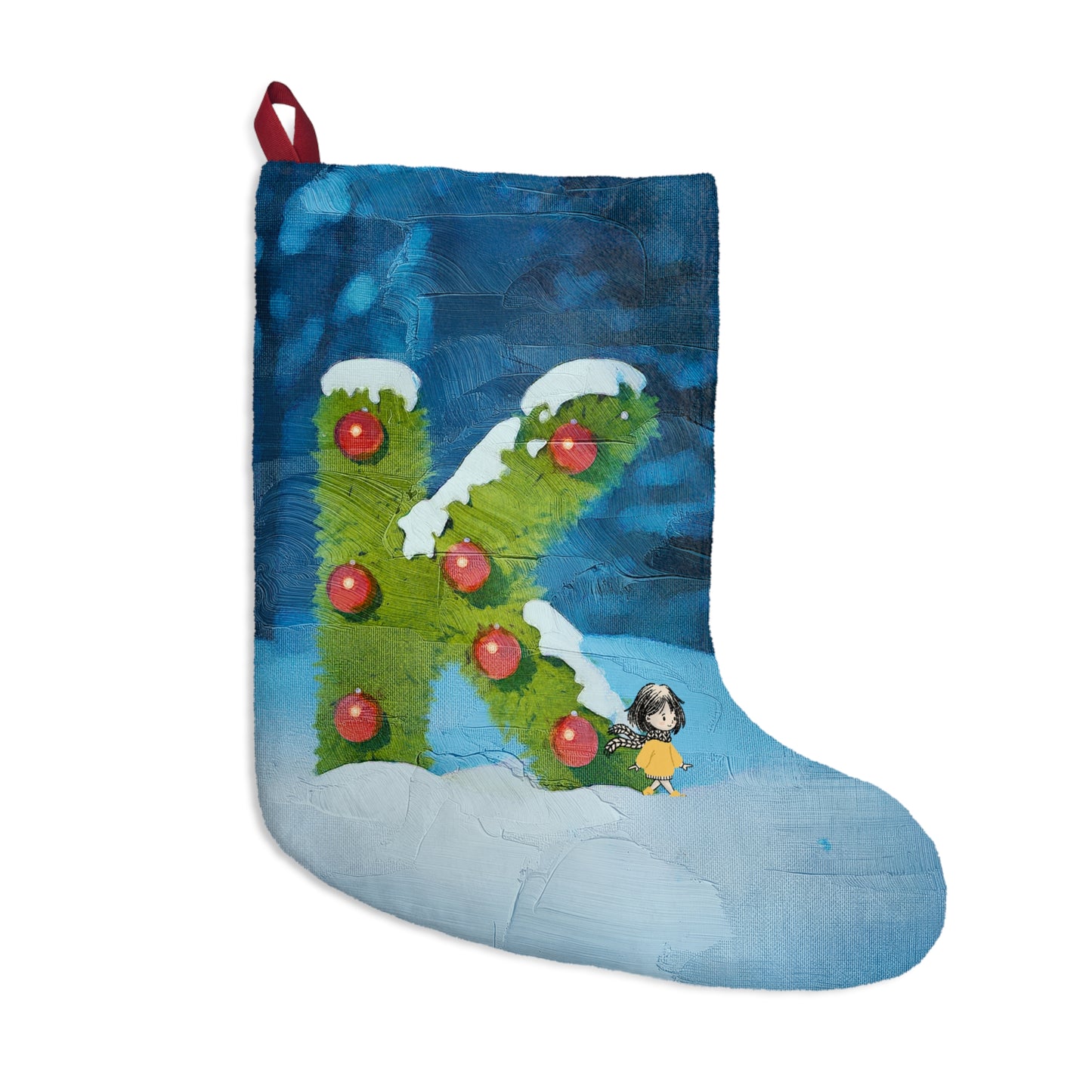 Yellow Jacket Girl Monogram Christmas Stocking | Personalized Letter Stocking | Letter K