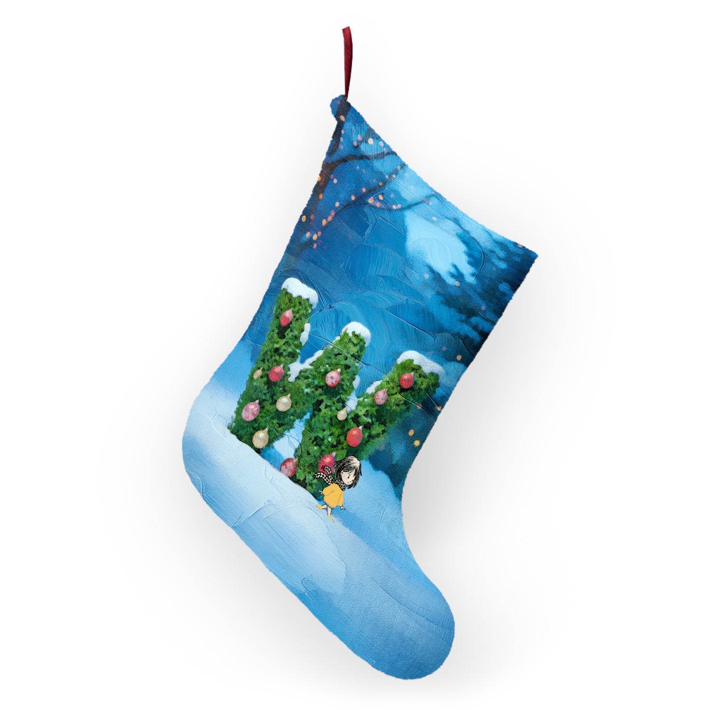 Yellow Jacket Girl Monogram Christmas Stocking | Personalized Letter Stocking | Letter W