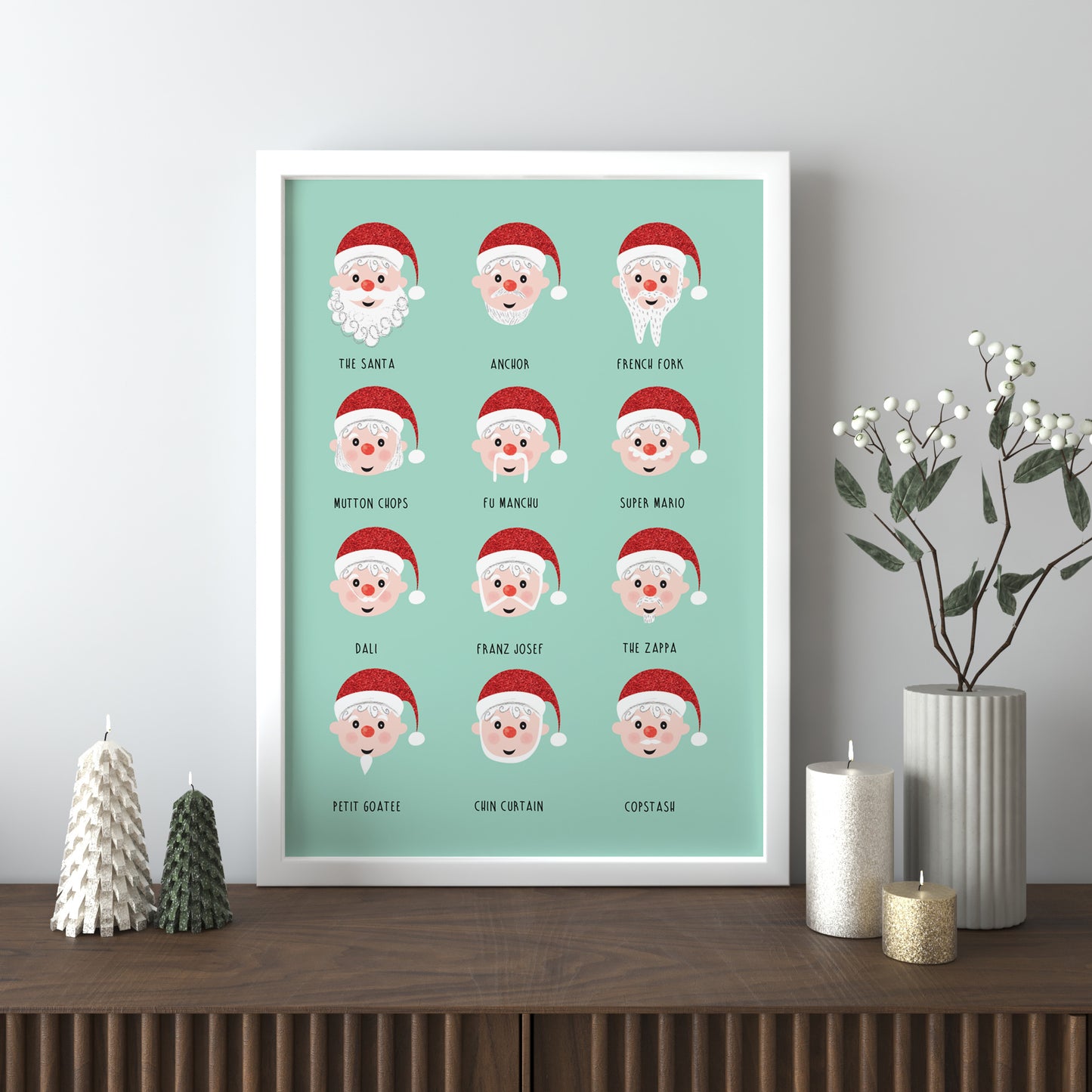 Funny Santa With Beard Christmas Art Print