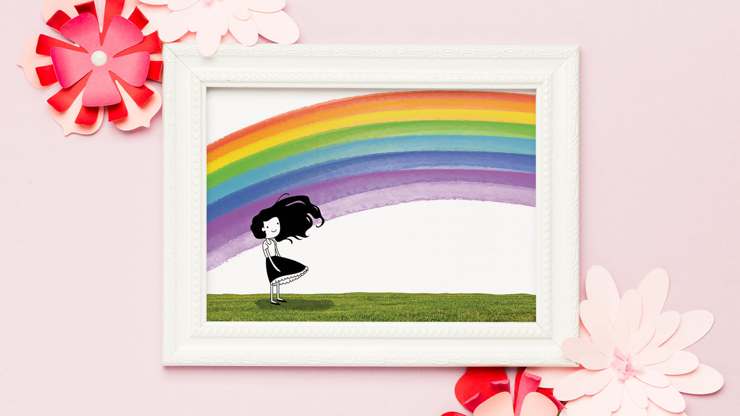 Dear Girl Rainbow Art Print - 8x10 Signed Illustration by Holly Hatam