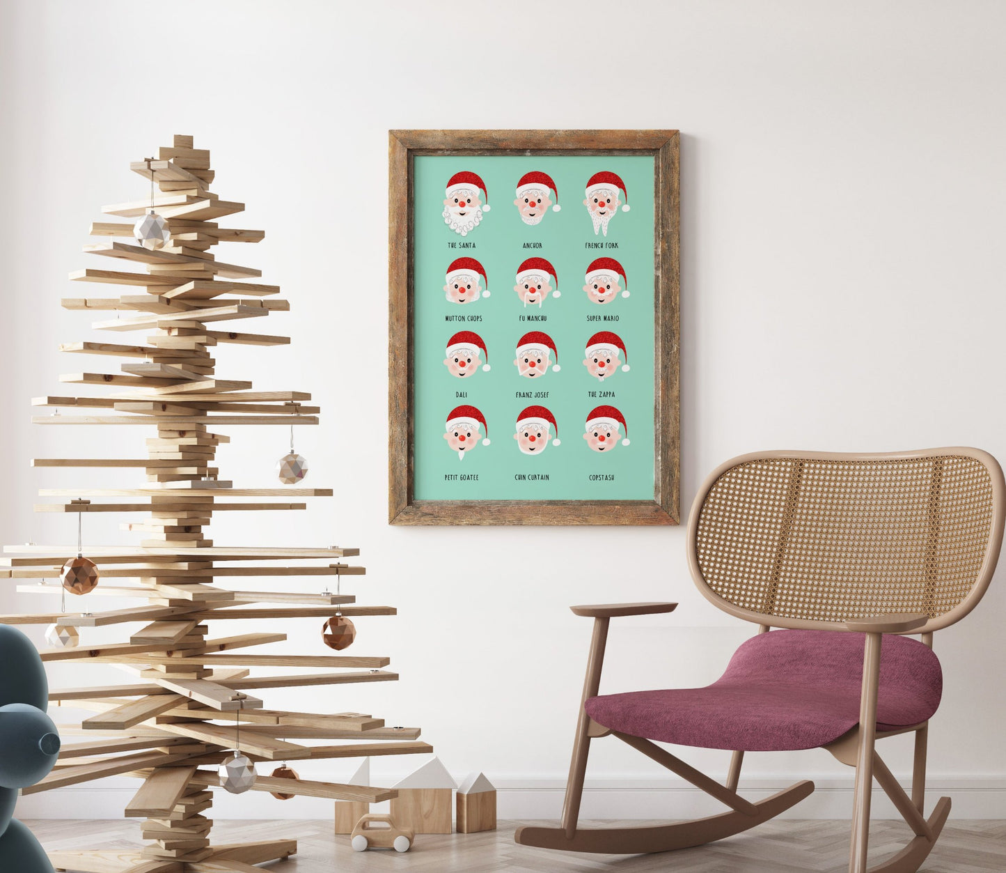 Funny Santa With Beard Christmas Art Print