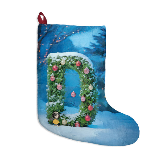 Yellow Jacket Girl Monogram Christmas Stocking | Personalized Letter Stocking | Letter D
