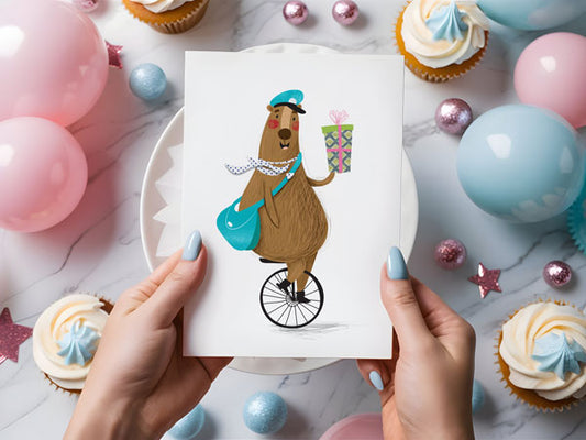 Adorable Custom Birthday Bear Card