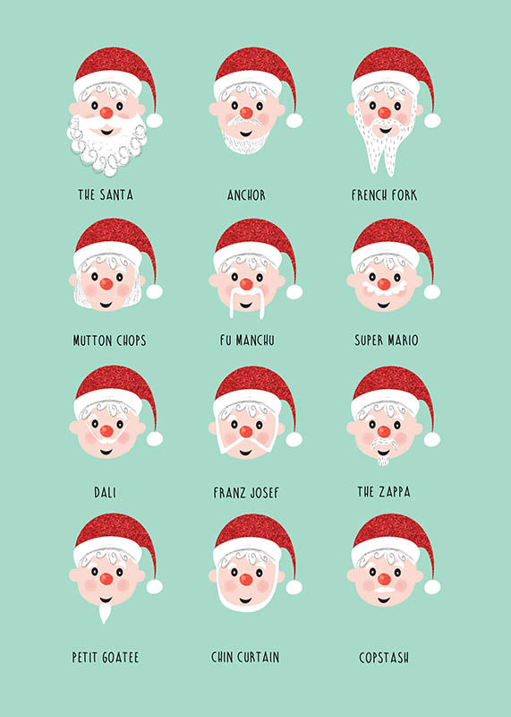 Funny Santa With Beard Christmas Art Print