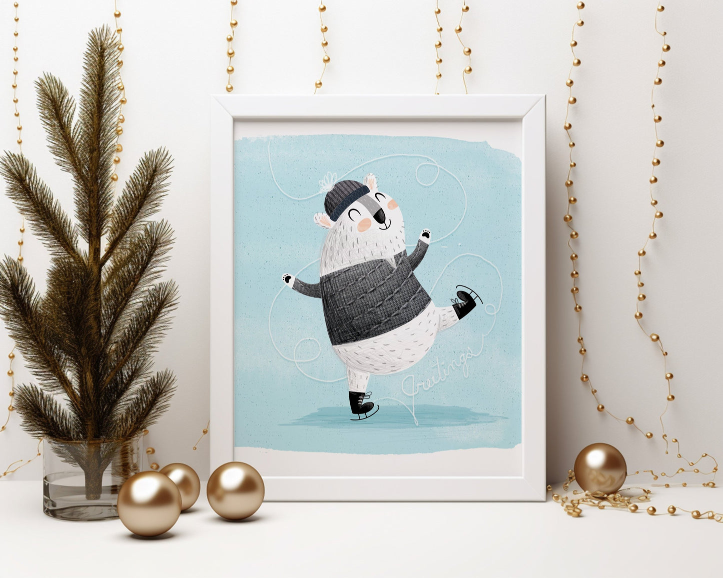 Christmas Polar Bear Art Print