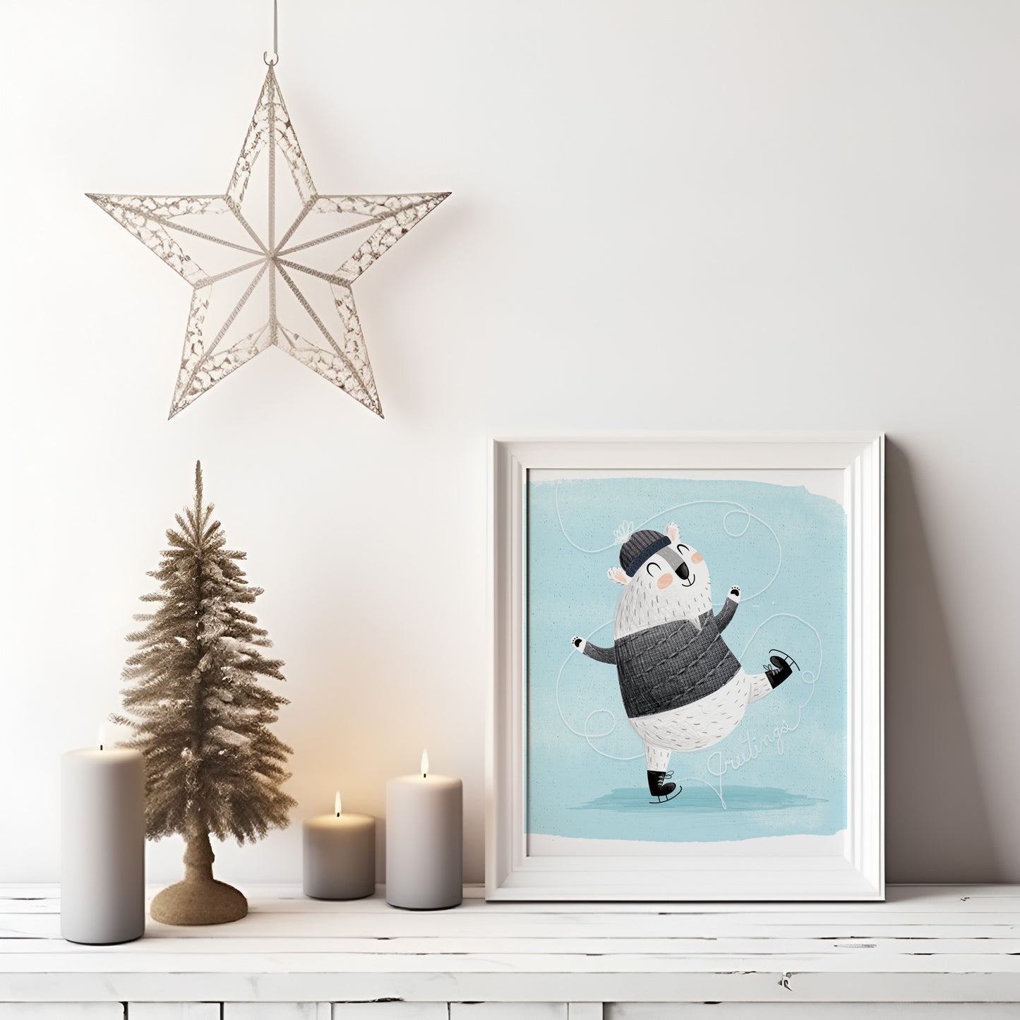 Christmas Polar Bear Art Print