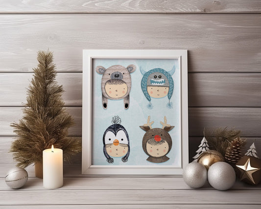 Cozy Christmas Hats Art Print