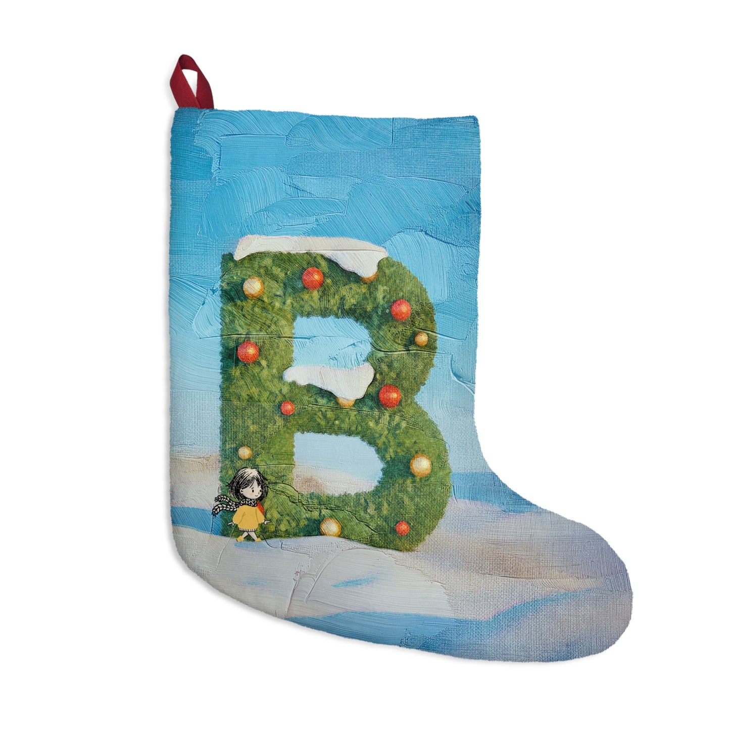 Yellow Jacket Girl Monogram Christmas Stocking | Personalized Letter Stocking | Letter B