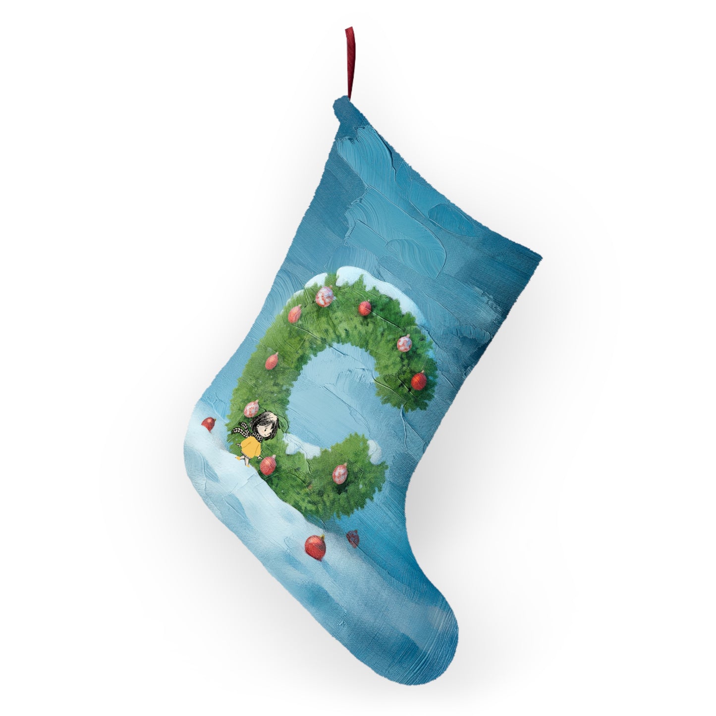 Yellow Jacket Girl Monogram Christmas Stocking | Personalized Letter Stocking | Letter C