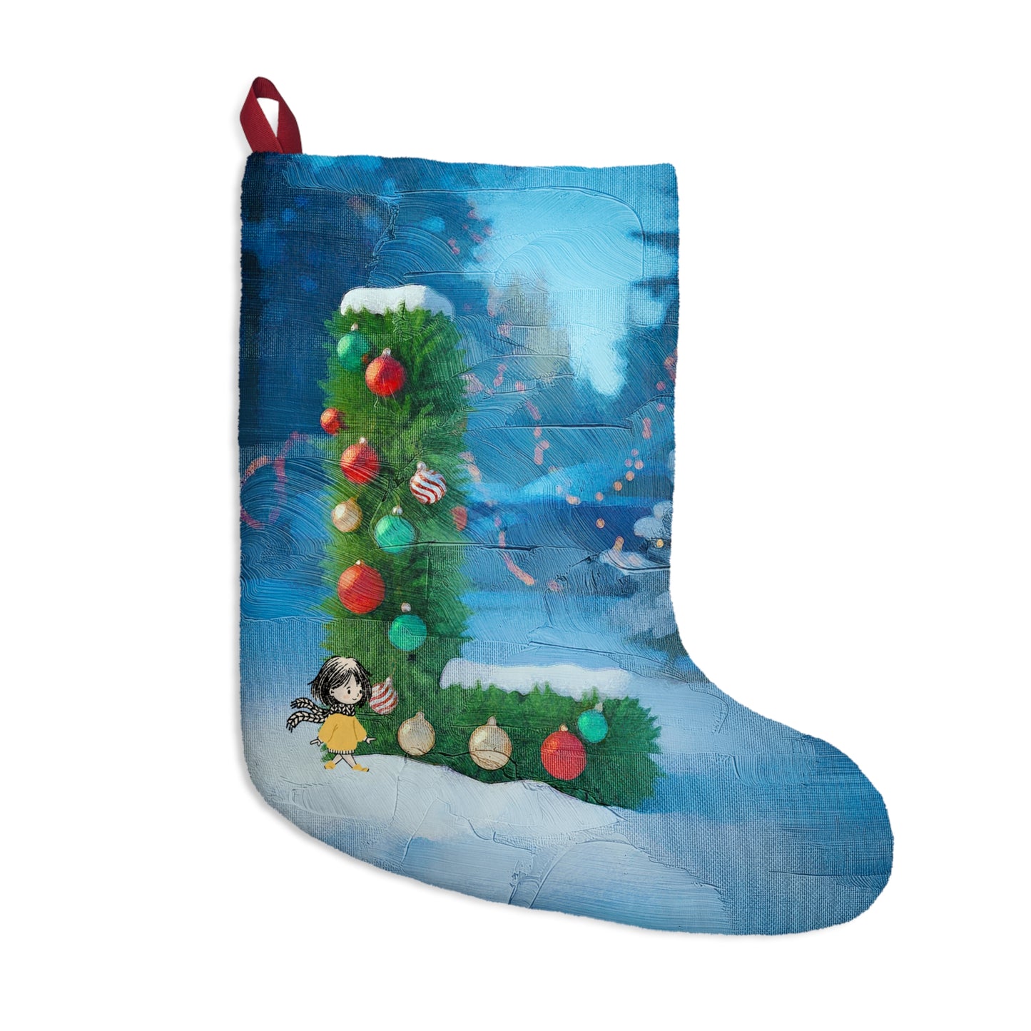 Yellow Jacket Girl Monogram Christmas Stocking | Personalized Letter Stocking | Letter L