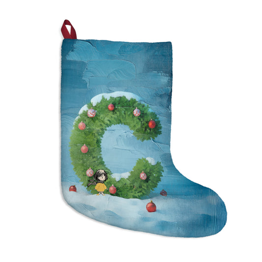 Yellow Jacket Girl Monogram Christmas Stocking | Personalized Letter Stocking | Letter C