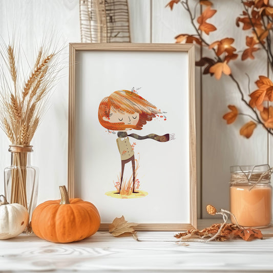 Fall Season Art Print - Fall Girl