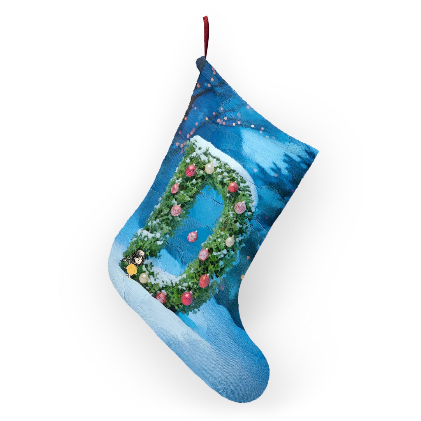 Yellow Jacket Girl Monogram Christmas Stocking | Personalized Letter Stocking | Letter D