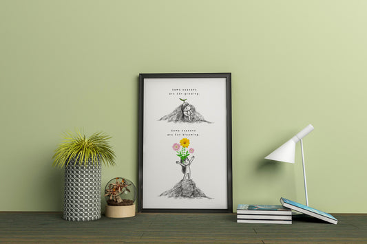 Art Print With Words - Mental Health Quotes - Grow Then Bloom