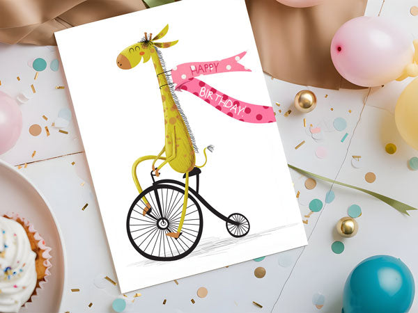 Birthday Giraffe Custom Greeting Card