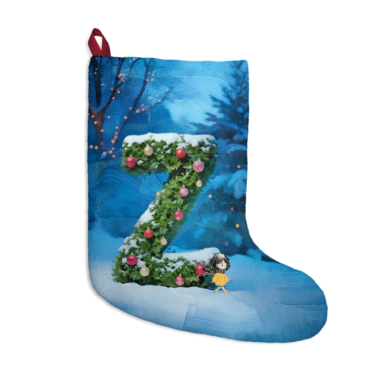 Yellow Jacket Girl Monogram Christmas Stocking | Personalized Letter Stocking | Letter Z