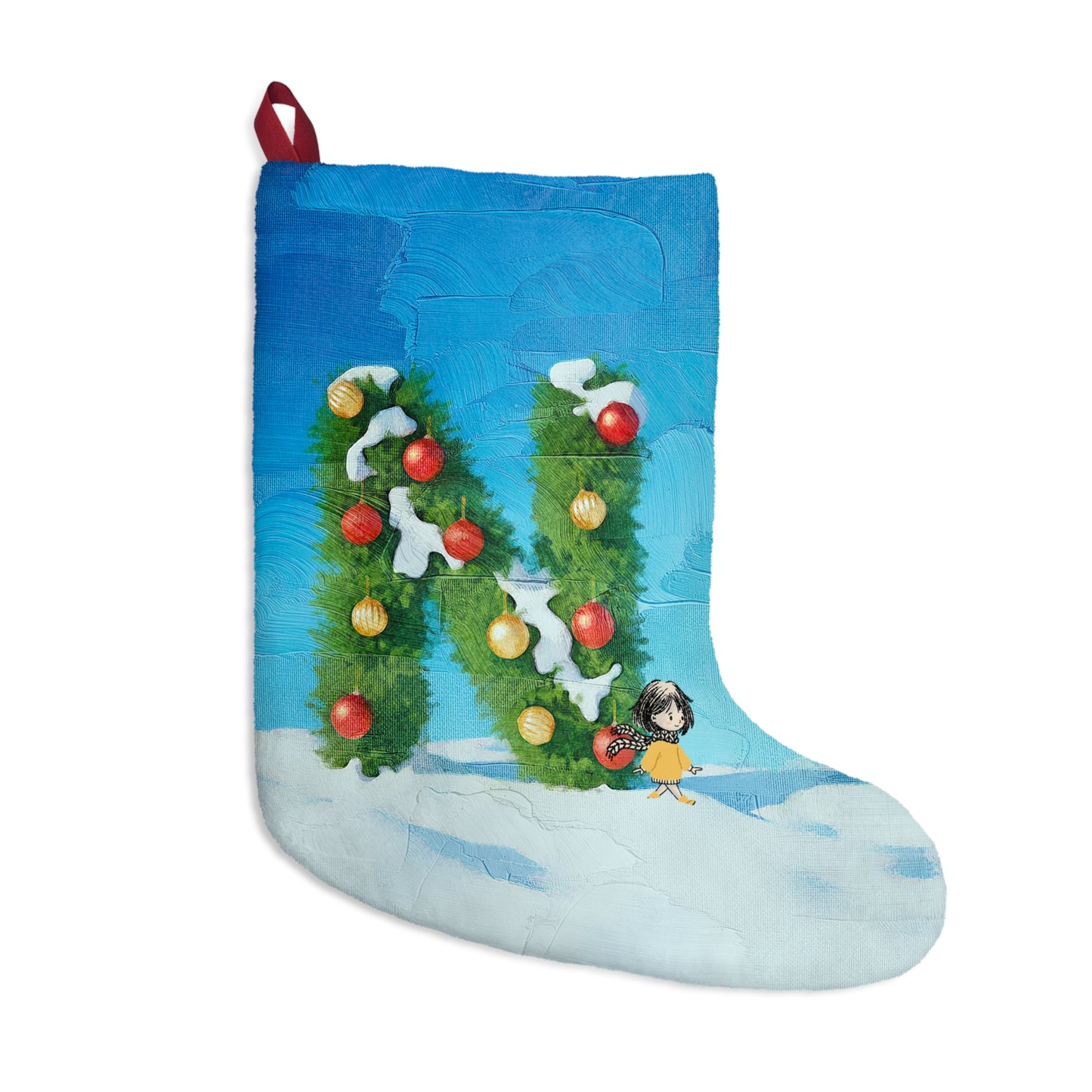 Yellow Jacket Girl Monogram Christmas Stocking | Personalized Letter Stocking | Letter N