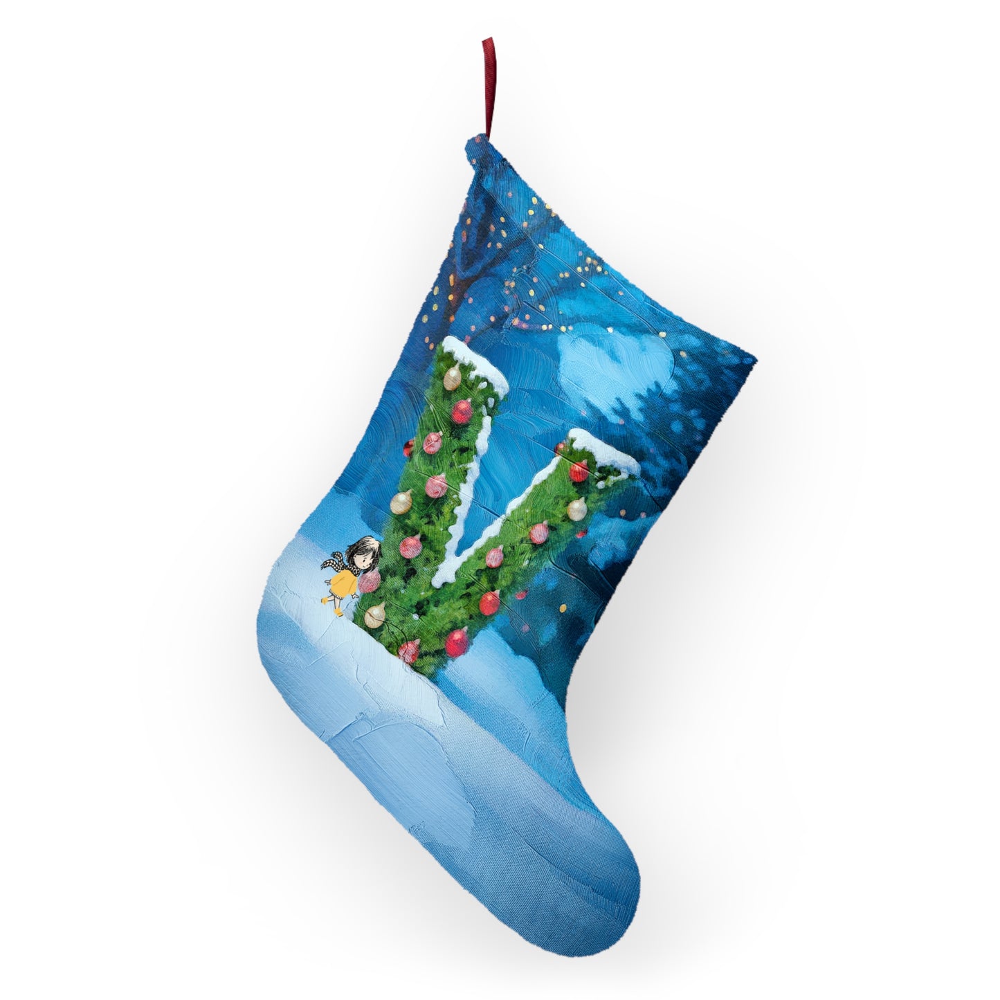 Yellow Jacket Girl Monogram Christmas Stocking | Personalized Letter Stocking | Letter V