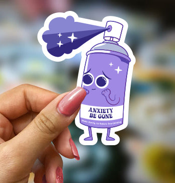 Anxiety Be Gone Sticker – Cute & Funny Mental Health Vinyl Decal for Overthinkers