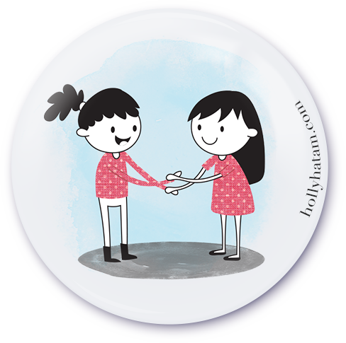 Silly Handshake | Dear Girl | Pinback Buttons