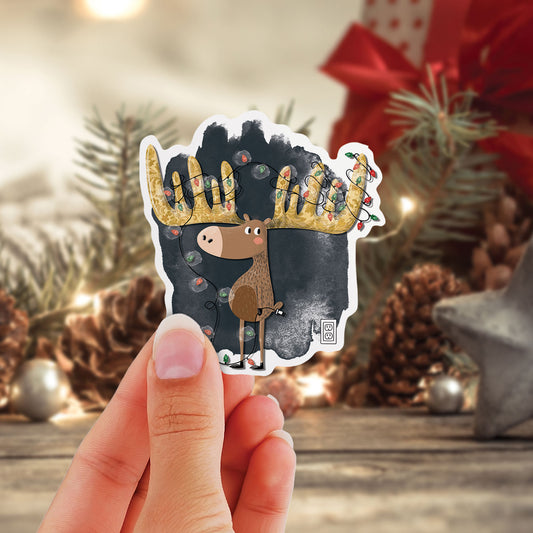 Christmas Moose - Funny Vinyl Sticker