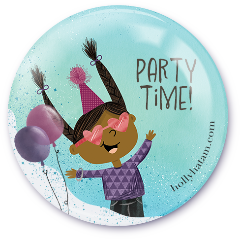 Party Time | Hair Twins | Pinback Buttons