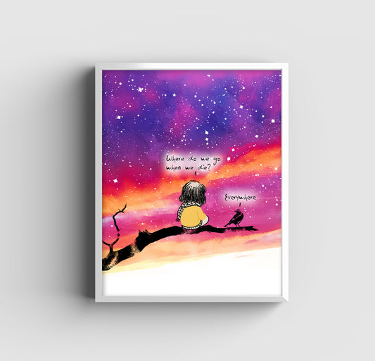 The Girl and the Crow - Art Print