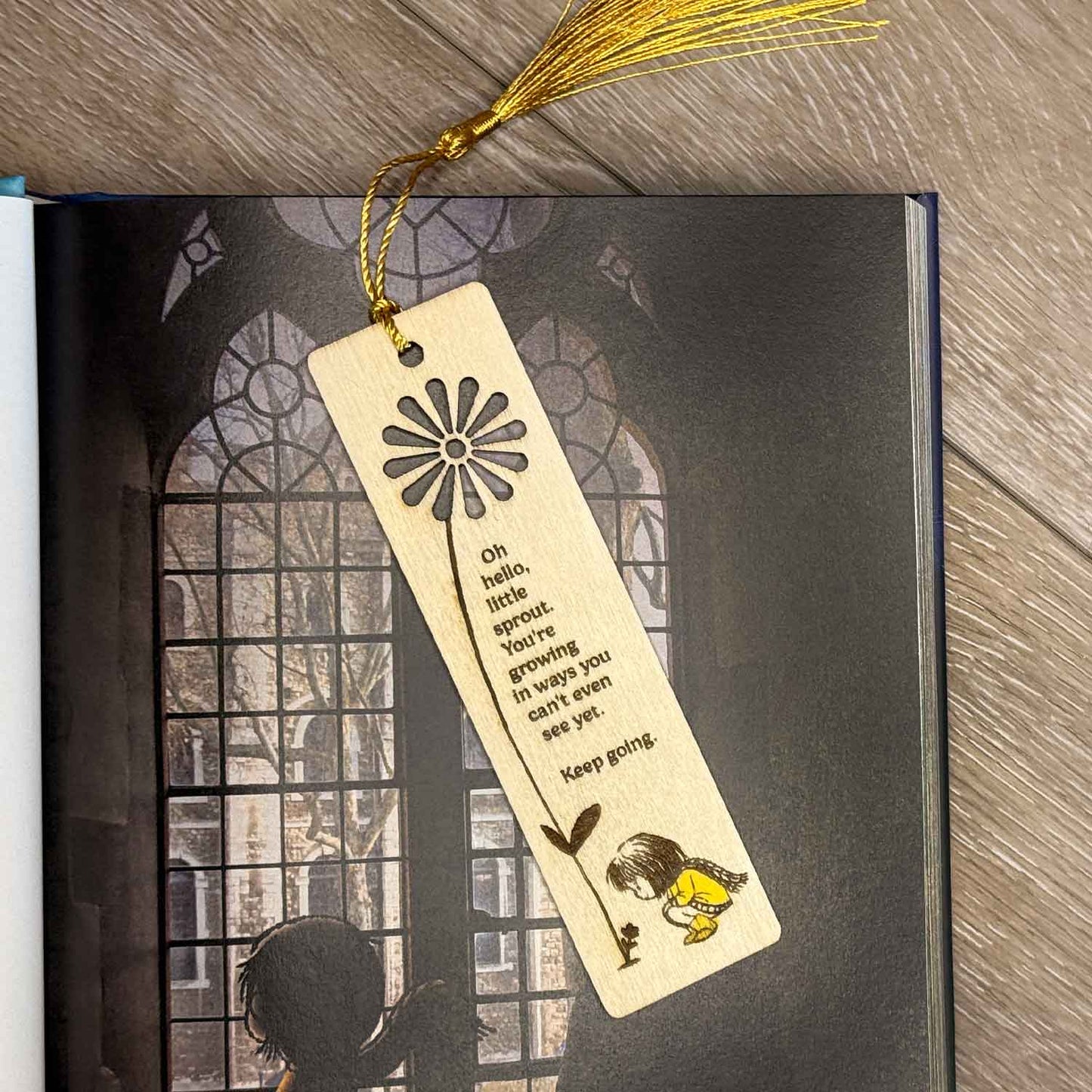 Hello Sprout - Wood Engraved - Bookmark