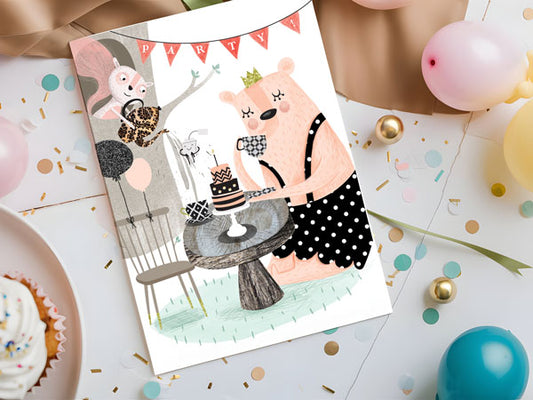 Birthday Tea Party - Custom Greeting Card