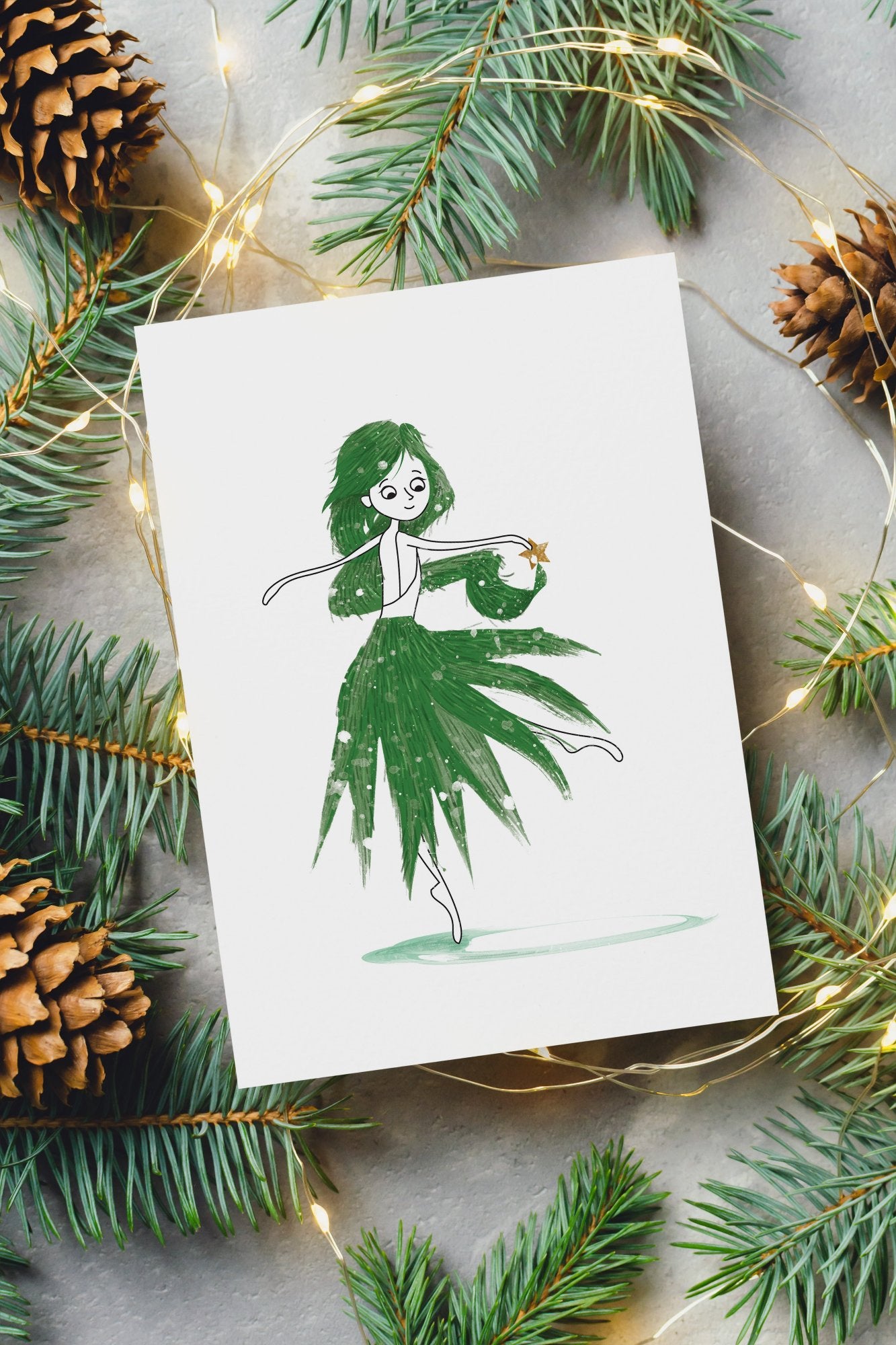 Personalized Christmas Ballerina Greeting Card – Customizable Inside Message