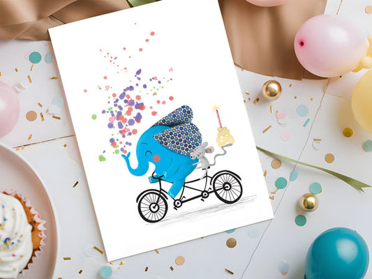 Birthday Elephant Custom Greeting Card