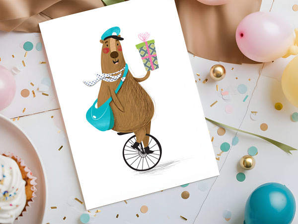 Adorable Custom Birthday Bear Card